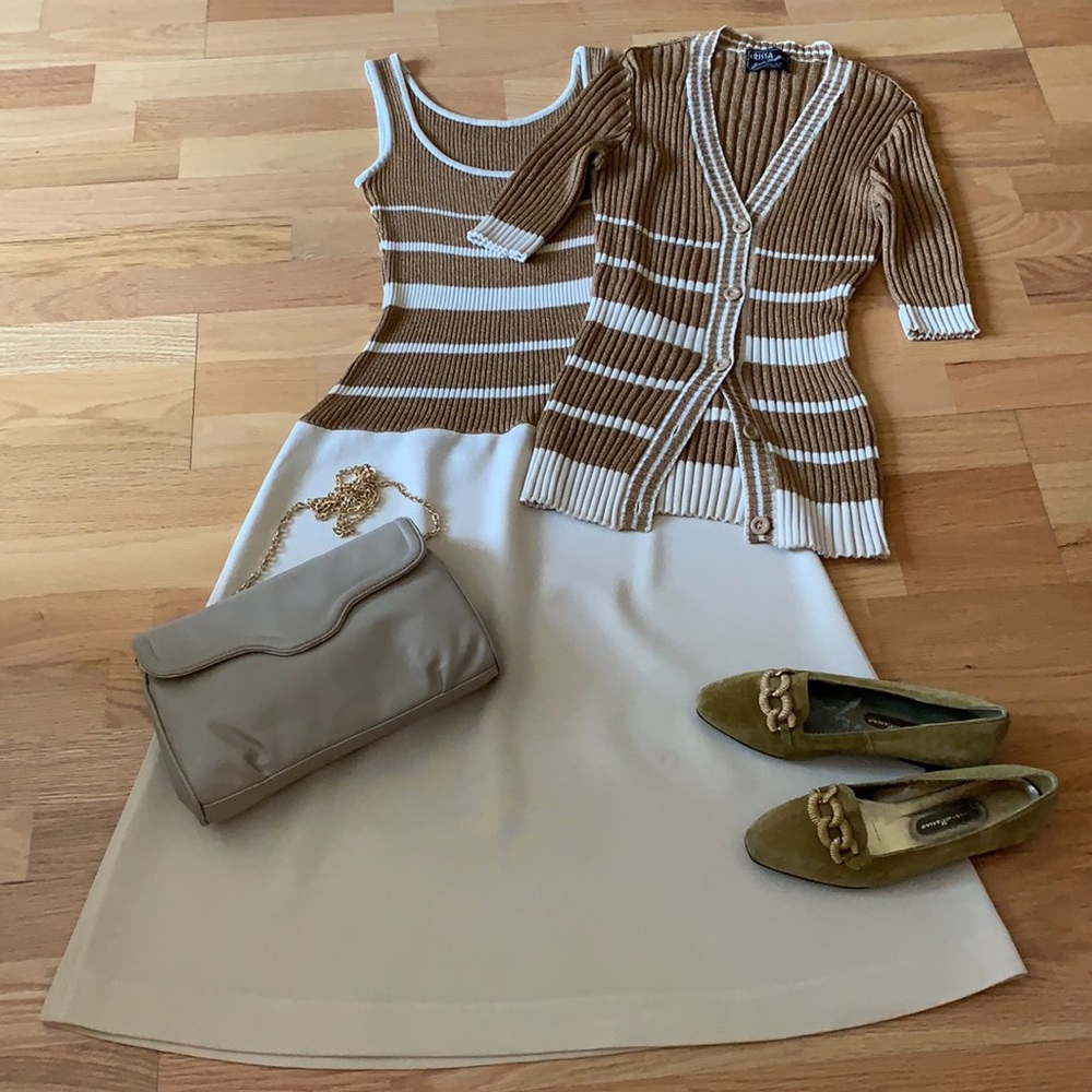 📍FIRM📍RARE Italy Vintage 🌞2pc knit dress set suit - Picture 11 of 16